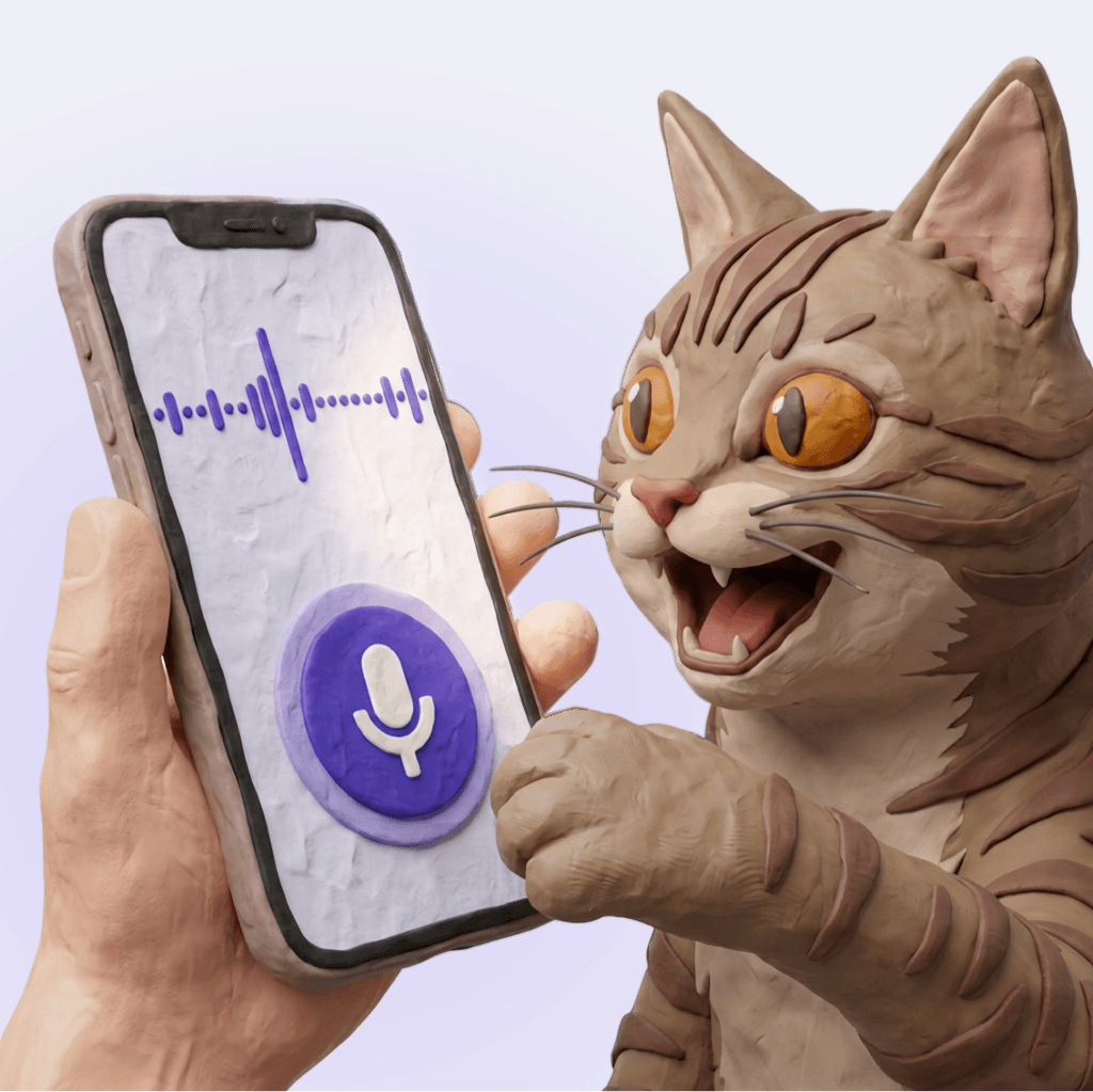 Phone preview next to a cat showing the Cat Translator experience